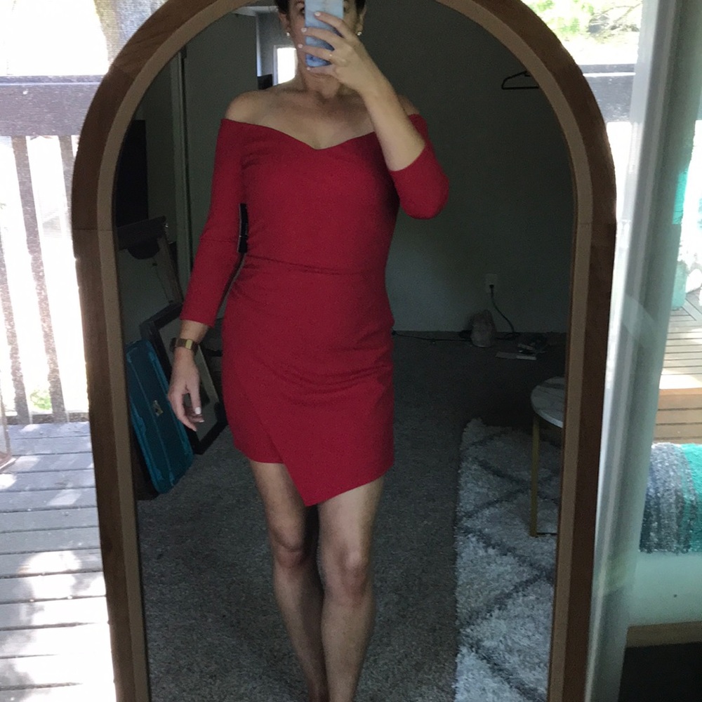 LULUS red off the shoulder mini dress